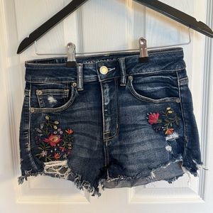 American eagle embroidered jean shorts